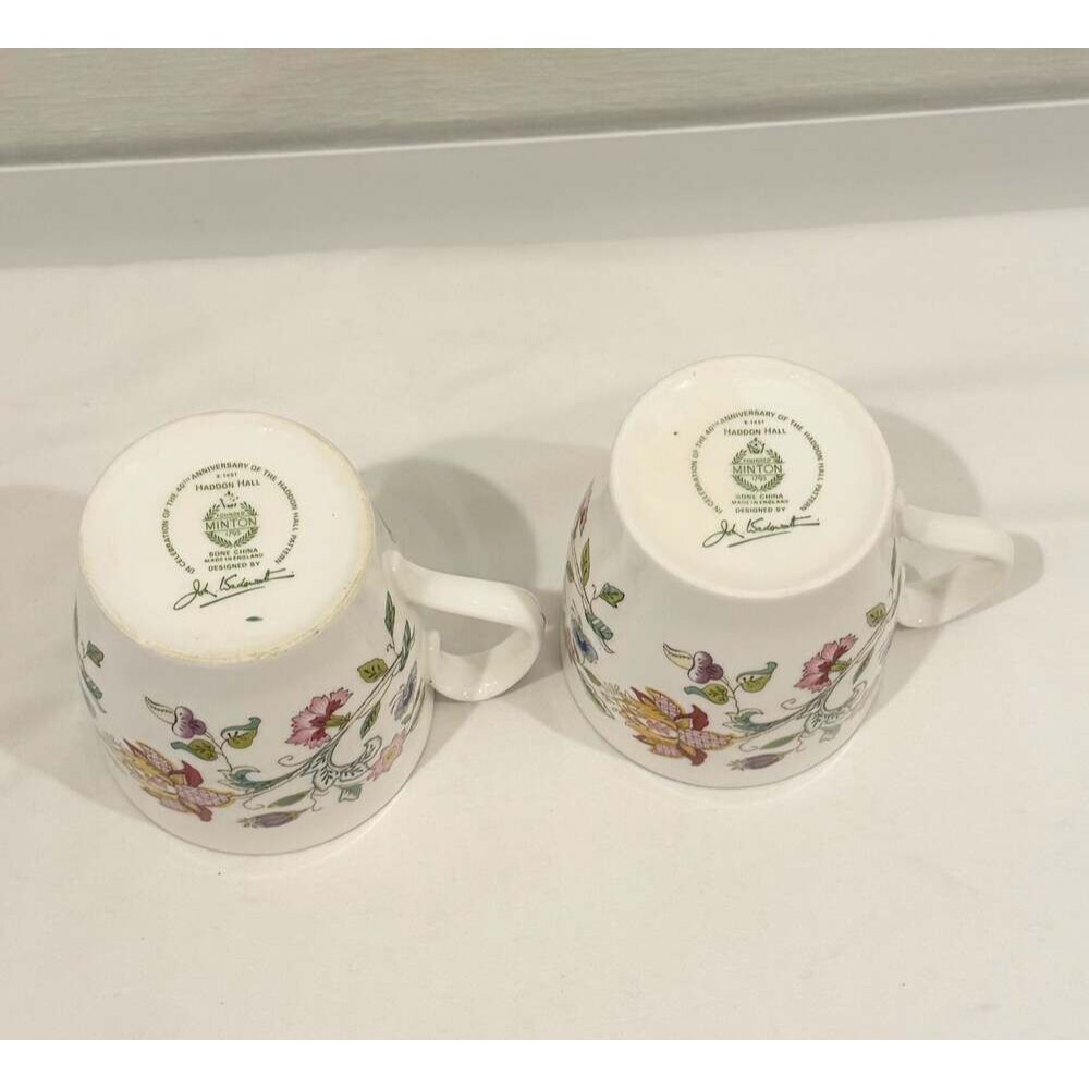 Minton Haddon Hall 40th Anniversary Bone China Mugs - Set of 2 - Picture 2 of 3